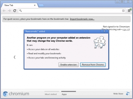 В Chromium и Chrome 25 няма да има тиха инсталация на разширения