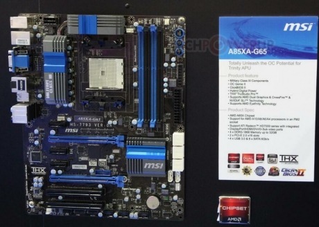 MSI показа дънната платка A85XA-G65 за AMD FM2 процесорите