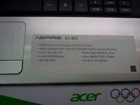 Появиха се снимки на ноутбука Acer Aspire E1-421 с чип Brazos 2.0