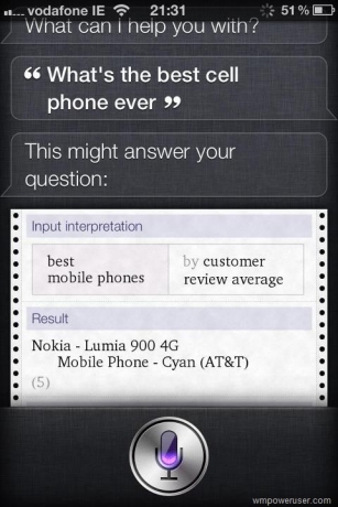 Siri призна Nokia Lumia 900 за най-добър телефон