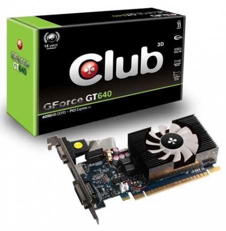 Club 3D пусна в продажба нископрофилната двуслотова видеокарта GeForce GT 640 с 4GB памет