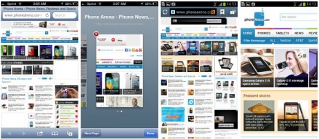 Сравнение между браузърите на iPhone 5, Galaxy S III, One X и Lumia 900