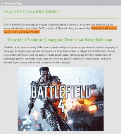 Microsoft без да искат съобщиха датата на пускането на Battlefield 4