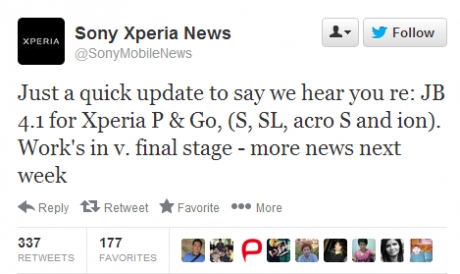 Sony пускат 4.1 за P, Go, S, SL, аcro S и ion скоро