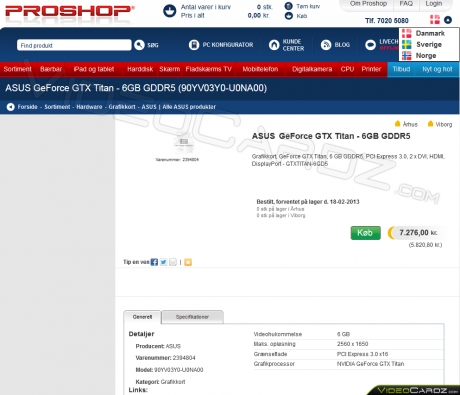 Адаптерът ASUS GeForce GTX Titan е достъпен в Европа за предварителни поръчки