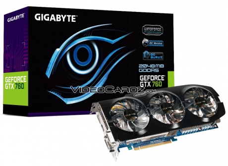 Пълни характеристики на овърклокнатата карта Gigabyte GeForce GTX 760 OC WindForce