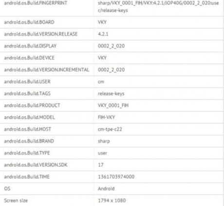 Изтече информация за смартфона Sharp FIH-VKY