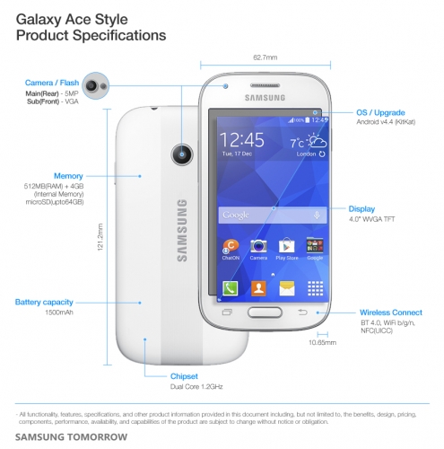 Samsung официално представи смартфона от среден клас Galaxy Ace Style