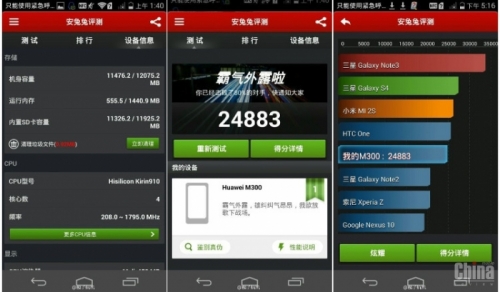 Huawei Ascend P7 се появи в тестовете на AnTuTu