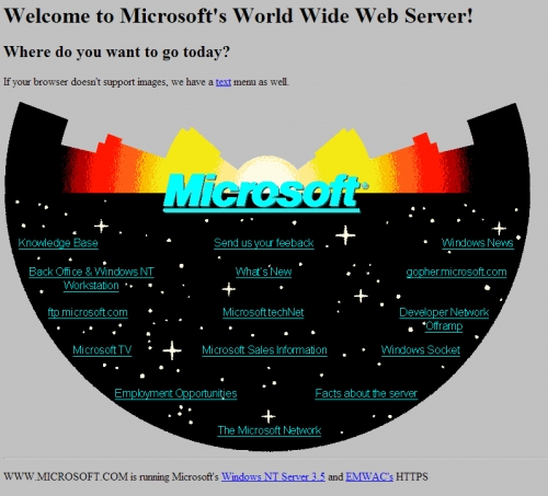 Microsoft пресъздаде своя уеб-сайт от 1994 година