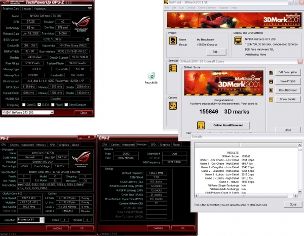 Smoke успешно колкна адаптери от серията GeForce GTX 200 в 3DMark2001 SE и Aquamark