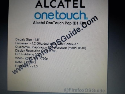 Alcatel подготвя смартфона D1 Fire с FireFox OS