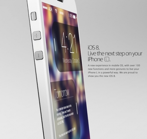 iPhone L с клиновидна форма под управлението на iOS 8