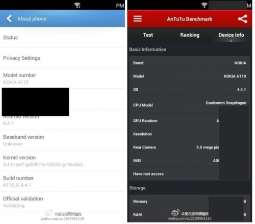 Android-смартфона Nokia Normandy: скрийншоти и характеристики