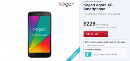 Kogan Agora 4G: 5-инчов смартфон с Android 4.4 KitKat и LTE с цена 0