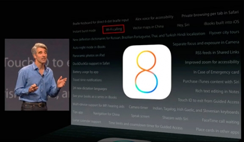 iOS 8 поддържа технологията Wi-Fi Calling