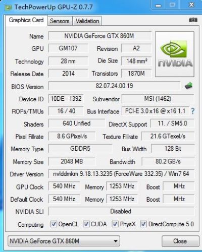 Публикуваха характеристиките и резултатите от тестовете на картата NVIDIA GeForce GTX 860M