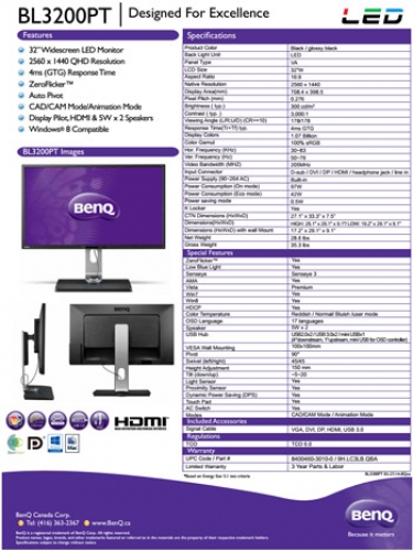 BenQ представи 32-инчовия монитор BL3200P