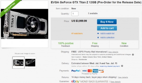 3D-картата Nvidia GeForce GTX Titan Z най-накрая беше забелязана да се продава