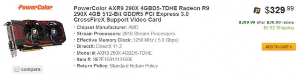 Адаптерът Power Color Radeon R9 290X е достъпен само за 9,99