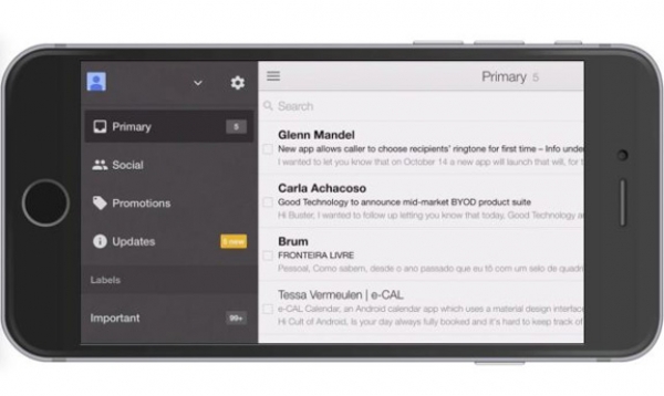 Google оптимизира своя Gmail-клиент за работа с дисплеите на iPhone 6 и 6 Plus