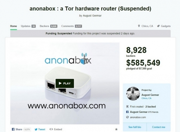 Проектите Anonabox и TorFi са блокирани в Kickstarter