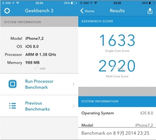 iPhone 6 вече е тестван в бенчмарка Geekbench 3