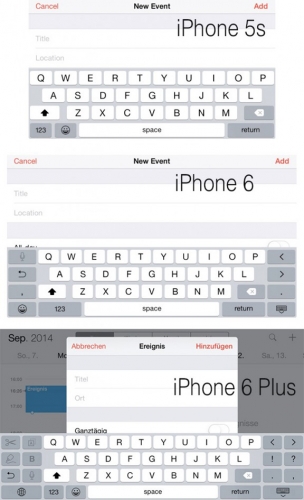 В клавиатурите на iPhone 6 и iPhone 6 Plus се появиха допълнителни клавиши