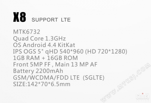 Unistar X8: смартфон, базиран на 64-битовия процесор Mediatek MT6732
