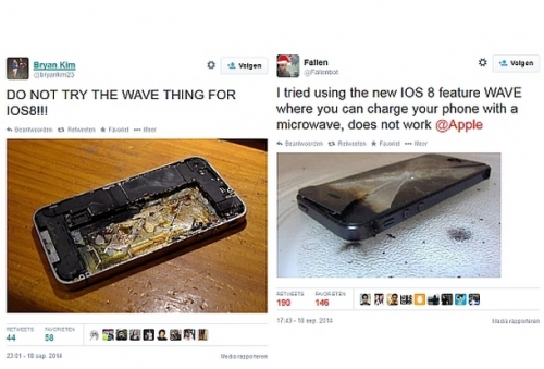 Потребителите с iOS 8 повреждат своите iPhone и iPad, като се опитват да ги заредят в микровълновата печка