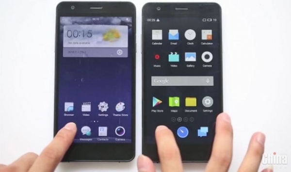 Клип, показващ работата на смартфона Elephone P7000 с различен фърмуер