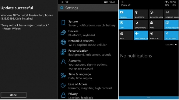 Появиха се първи шотове от Windows 10 за телефони