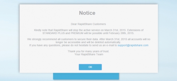 RapidShare спира от следващия месец