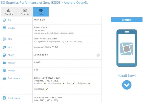 Неанонсираният смартфон на Sony с Android 5.0 се появи в бенчмарковете