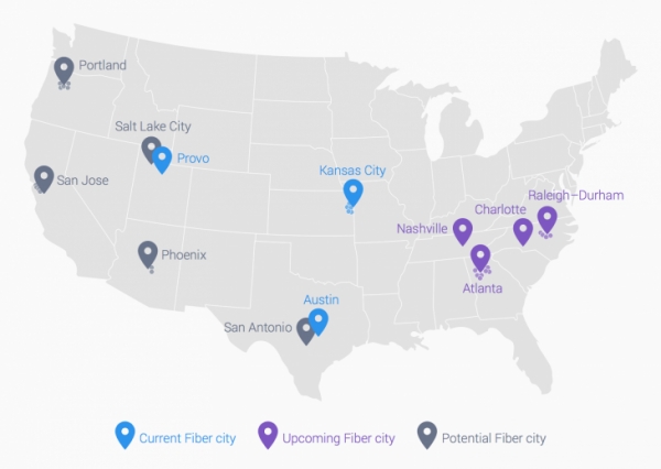 Google пуска Fiber в още четири града до края на годината