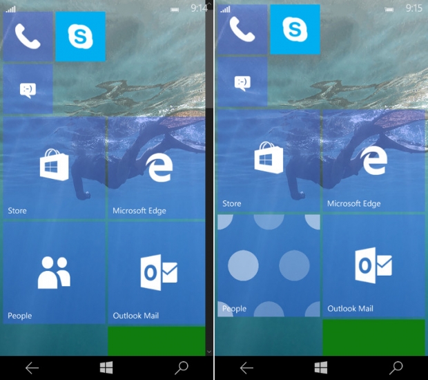 Екранни снимки от мобилната операционна система Windows 10 Mobile версия 10158