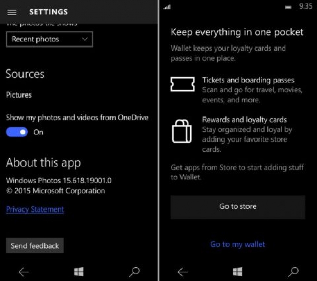Екранни снимки от мобилната операционна система Windows 10 Mobile версия 10158