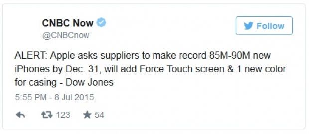 Apple изглежда е поръчала 85-90 млн. нови iPhone апарата до края на 2015 г.