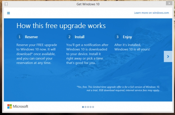 Потребителите с Windows 7 и 8 започнаха да получават уведомявания за безплатно обновяване до Windows 10