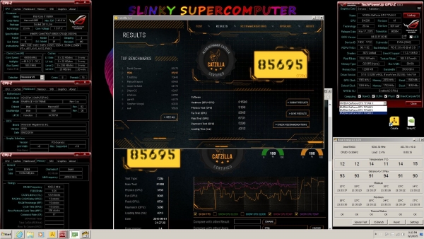 Супер-рекорд на американеца Slinky PC в дисциплината Catzilla-720p (3х GPU)