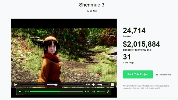 E3 2015: играта Shenmue III само за 9 часа събра 