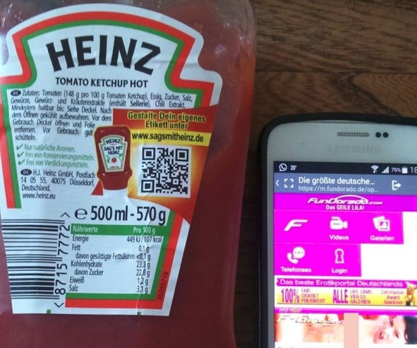 QR-кодът на кетчупа Heinz изпраща купувачите към порносайт