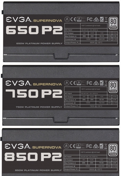 EVGA добави в серията си от захранващи блокове SuperNOVA P2 моделите 850, 750 и 650 W