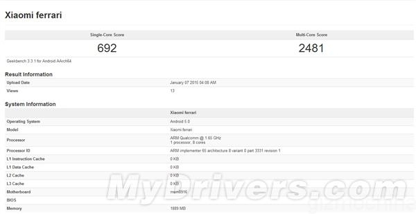 В бенчмарка GFXBench се появиха техническите параметри на смартфона Xiaomi Ferrari