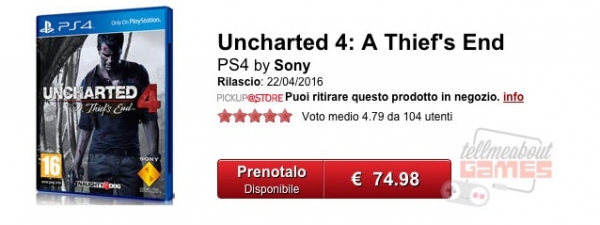 Uncharted 4 идва през април 2016 г. според GameStop