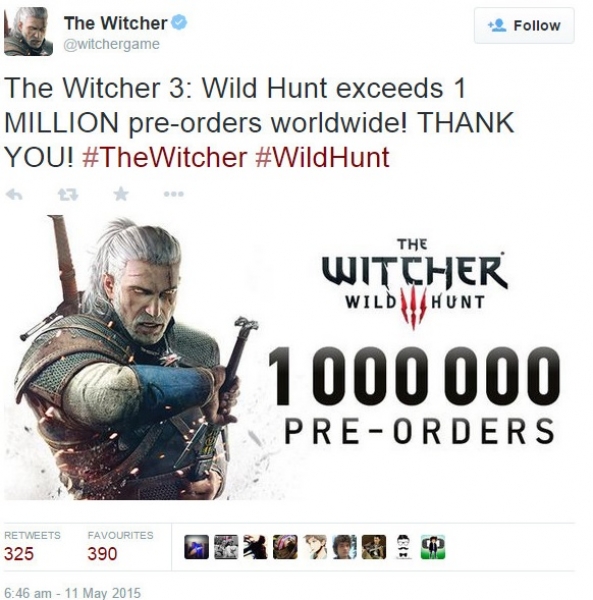 The Witcher 3 вече има над 1 милион предварителни поръчки