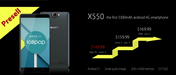 BluBoo X550: тънка рамка, капацитивна батерия и бързо зареждане