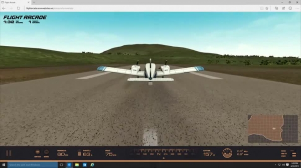 Уеб-играта Flight Arcade демонстрира възможностите на браузъра Microsoft Edge