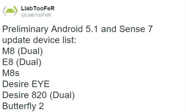 Списък със смартфоните на HTC, които ще получат Android 5.1 и Sense 7
