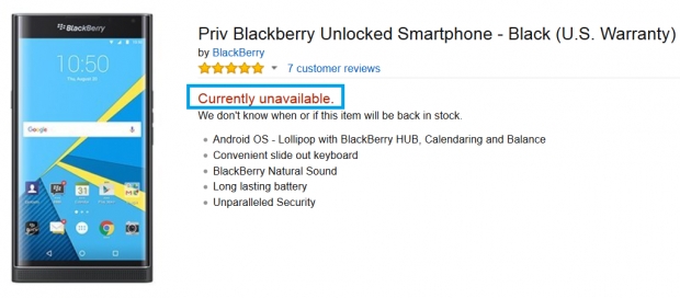 Първата партида смартфони BlackBerry Priv бе продадена само за няколко часа